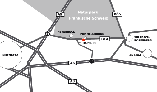 Anfahrt zu HCR Rohstoffe und Verpackungen GmbH in Pommelsbrunn